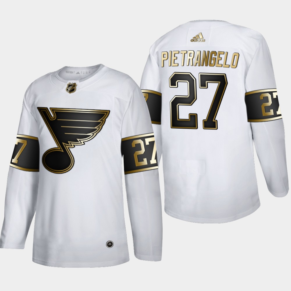 Cheap St. Louis Blues 27 Alex Pietrangelo Men Adidas White Golden Edition Limited Stitched NHL Jersey
